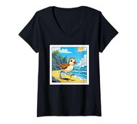 Donna Felice Sandpiper Uccello Maglietta con Collo a V