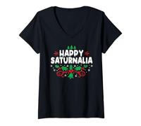 Donna Felice Saturnalia Vacanza Natale Romano Saturno Saturnalia Maglietta con Collo a V