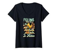Donna Feline Feng Shui in Action Maglietta con Collo a V