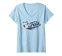Donna Felix The Cat Homerun Hitters Americana Maglietta con Collo a V