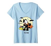 Donna Felix The Cat Spooky Candy Run Maglietta con Collo a V