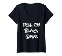 Donna Fell on Black Days T-Shirt - Moody & Grunge-Inspired Design Maglietta con Collo a V