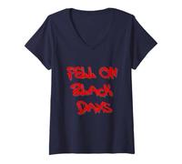 Donna Fell on Black Days T-Shirt - Moody & Grunge-Inspired Design Maglietta con Collo a V