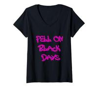 Donna Fell on Black Days T-Shirt - Moody & Grunge-Inspired Design Maglietta con Collo a V