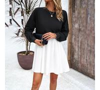 Donna Felpa Abito Maglia Pullover Mini Pieghe Lungo Maniche Girocollo Casual New