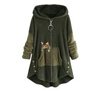 Donna Felpa con Cappuccio Gatto Maglioncino Peloso Felpone Pile Colorblock Hoodie Pullover Casual Manica Lunga Moda Maglione Oversize Invernale Sweatshirt