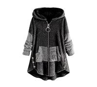 Donna Felpa con Cappuccio Gatto Maglioncino Peloso Felpone Pile Colorblock Hoodie Pullover Casual Manica Lunga Moda Maglione Oversize Invernale Sweatshirt