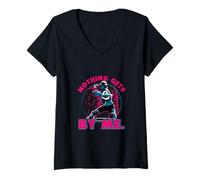 Donna Felpa con Cappuccio Nothing Gets By Me Softball Catcher Maglietta con Collo a V