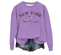 Donna Felpa Senza Cappuccio,Felpa Cappuccio per Donne Uomini Oversize Casual Elegante Blusa Maniche Lunghe Jogging Hoody Tops in Tinta Unita Vintage Y2k Abbigliamento All'aperto le mezze stagioni