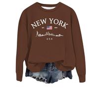 Donna Felpa Senza Cappuccio,Felpa Cappuccio per Donne Uomini Oversize Casual Elegante Blusa Maniche Lunghe Jogging Hoody Tops in Tinta Unita Vintage Y2k Abbigliamento All'aperto le mezze stagioni