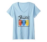 Donna Fender Colorful Vintage Guitar Picks Maglietta con Collo a V