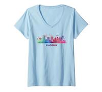 Donna fenici, Orizzonte, colorito, Cityscape, Fenice Maglietta con Collo a V