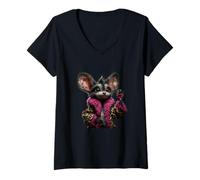 Donna Fennec - Bicchiere da Vino alla Moda con Volpe Maglietta con Collo a V