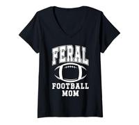Donna Feral Football Mom,Loud Proud Cheer Mom Football Mama Sports Maglietta con Collo a V