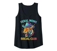 Donna Feral Moms Social Club Tiger Cappello da Cowboy Western Retro Donna Canotta
