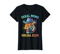 Donna Feral Moms Social Club Tiger Cappello da Cowboy Western Retro Donna Maglietta