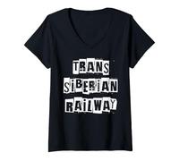 Donna Ferrovia Transiberiana Maglietta con Collo a V