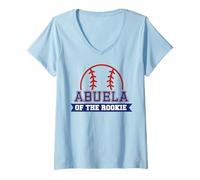 Donna Festa abbinata a tema baseball per il primo compleanno di Abuela of Rookie Maglietta con Collo a V