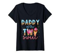 Donna Festa di compleanno a tema "Daddy of the Twe" Maglietta con Collo a V