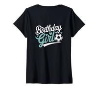 Donna Festa di compleanno della ragazza con i cuori di calcio Maglietta con Collo a V