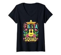 Donna Festa di famiglia di corrispondenza del Cinco de Mayo della squadra messicana Fiesta Maglietta con Collo a V