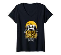 Donna Festa di Halloween per ragazze Ghoul Friends Forever BFF Maglietta con Collo a V
