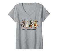 Donna Festa in costume di Halloween Goose Silly Just a Spooky Goose Maglietta con Collo a V
