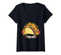 Donna Festa Nazionale del Taco Day Maglietta con Collo a V