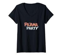 Donna Festeggia il comfort con questo discorso pigiama party Maglietta con Collo a V
