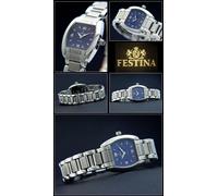 Donna Festina Orologio Registerd Modello Designer Pezzo Discreto Blu 8908 Nuovo