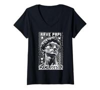 Donna Festival di Musica EDM Rave Papi Trippy David Statue Techno Maglietta con Collo a V