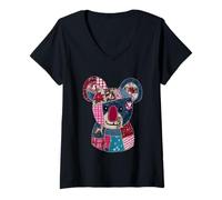 Donna Festive Patchwork Koala Holiday Cheer Maglietta con Collo a V