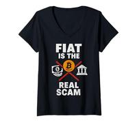 Donna Fiat è la Vera truffa Bitcoin Maglietta con Collo a V