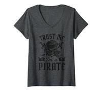 Donna Fidati di me sono un pirata Skull Swords Talk Like a Pirate Day Maglietta con Collo a V