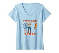 Donna Fiera di Stato del Texas E Big Tex con Tee di Mais Cane Maglietta con Collo a V