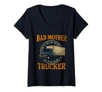 Donna Fiero Box Truck Driver Trasporto Carrier Delivery Trucker Maglietta con Collo a V