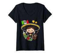 Donna Fiesta Mexican Mariachi Latinx Cinco de Mayo Mexico Souvenir Maglietta con Collo a V
