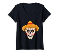Donna Fiesta Squad Cinco De Mayo Skeleton Party Mexican Love Maglietta con Collo a V