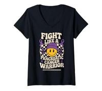 Donna Fight Like a Pancreatic Cancer Warrior Pancreatic Cancer Men Maglietta con Collo a V