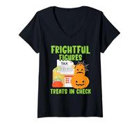 Donna Figure spaventose tratta in assegno contabile Halloween Maglietta con Collo a V