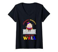 Donna Filastrocche per Bambini o Humpty Dumpty Seduto su Un Muro Maglietta con Collo a V