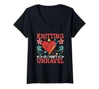 Donna Filato artistico per maglieria So I Don't Unravel Heart Maglietta con Collo a V