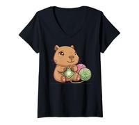 Donna Filato Craft Vibe Cozy Lover Capybara Maglietta con Collo a V