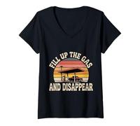 Donna Fill Up The Gas And Disappear Driver Escape Road Trip - Maglietta con Collo a V