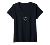 Donna Filo Spinato Cuore Grunge Aesthetic Punk Goth Moda Gotica Maglietta con Collo a V