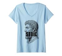 Donna Filosofo del codice a Barre di filosofia stoica di Marco Aurelio Maglietta con Collo a V