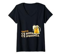Donna Finchè c'è birra c'è speranza Maglietta con Collo a V