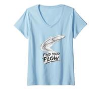 Donna Find Your Flow da Golf Disco Golfista Frisbee Golf frolf Maglietta con Collo a V