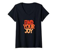 Donna Find Your Joy Specular Light And Shadow Effetto 3D Maglietta con Collo a V