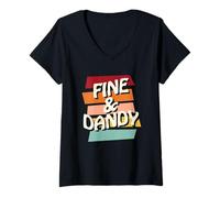 Donna Fine & Dandy, Cool Divertente Retro Anni '60 70 Hippy Frase dicendo Maglietta con Collo a V